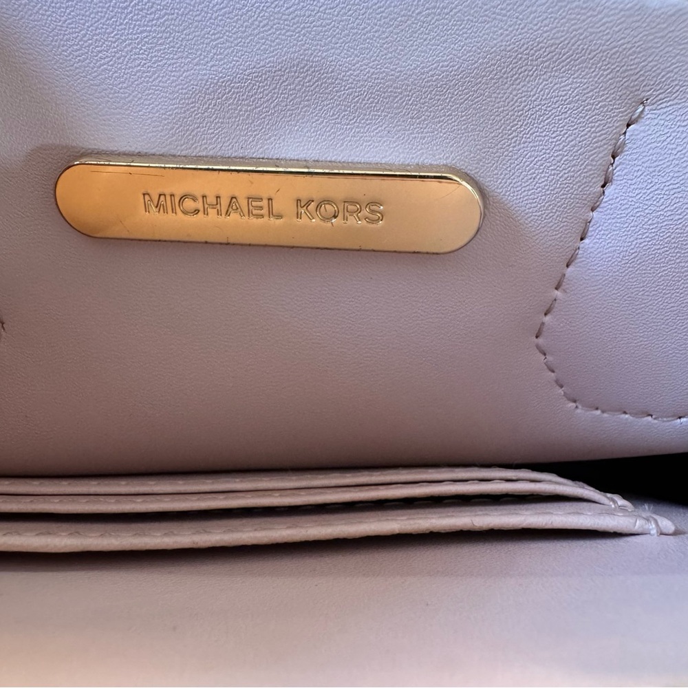 Michael Kors Mercer Medium Pebble Leather Messenger Crossbody Bag Powder Blush - Picture 14 of 15